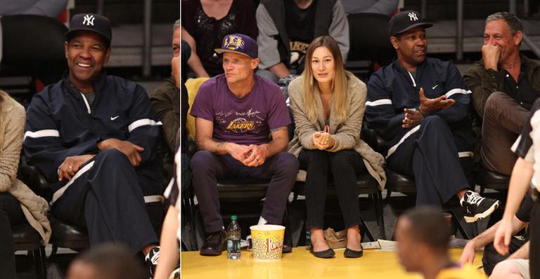 Denzel Washington curte jogo da NBA