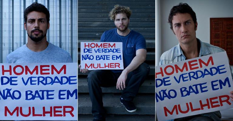 Cauã Reymond, Thiago Fragoso e Gabriel Braga Nunes em campanha contra violência feminina