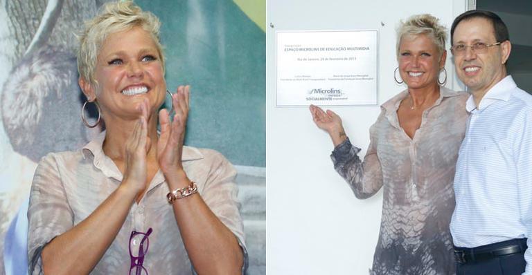 ‘Beijar na boca emagrece’, diz Xuxa em inauguração de escola profissionalizante