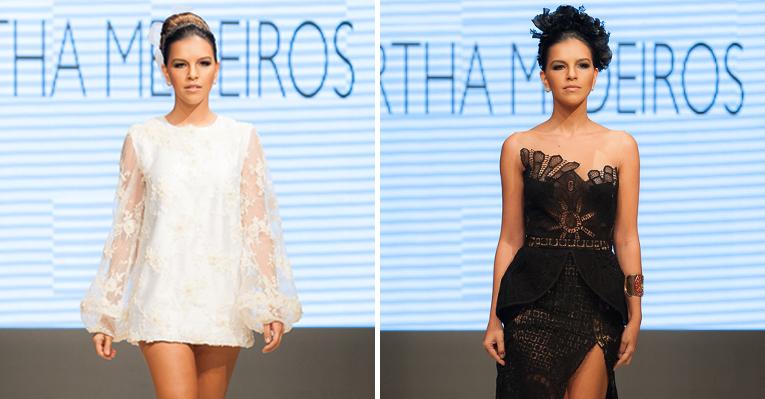 Curto branco e longo preto: dois vestidos de noiva polêmicos desfilados pela atriz Mariana Rios