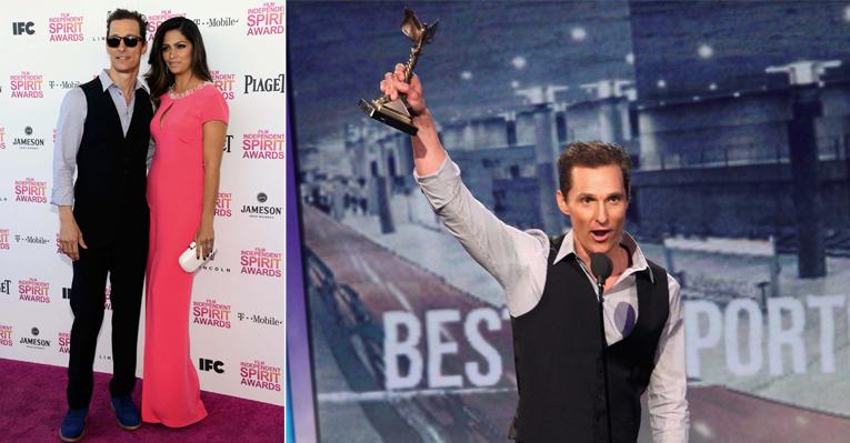 Matthew McConaughey e Camila Alves em clima de romance em premiação