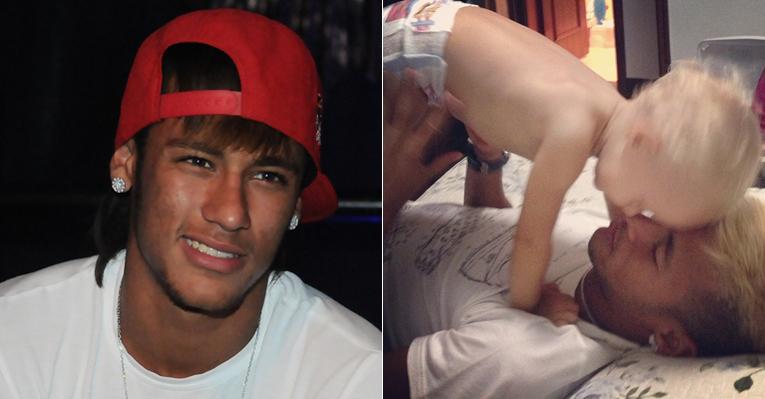 Neymar paparica o herdeiro, o pequeno Davi Lucca