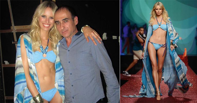 Karolina Kurkova vira sereia em desfile de moda praia