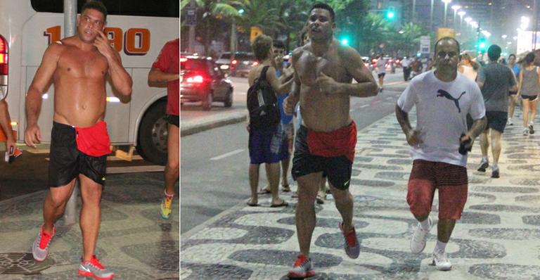 Sem Paula Morais, Ronaldo Nazário se exercita na orla do Leblon cercado de seguranças
