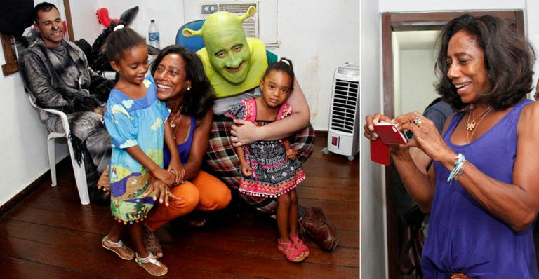 Glória Maria e suas filhas se divertem com o Shrek