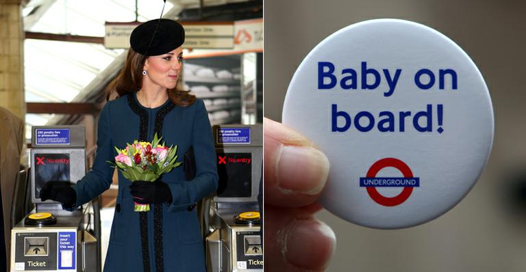 No metrô, Kate Middleton ganha buttom com a frase ‘Bebê a Bordo’