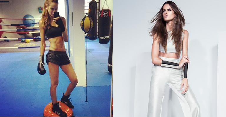 Izabel Goulart exibe barriga definida durante preparação para desfile