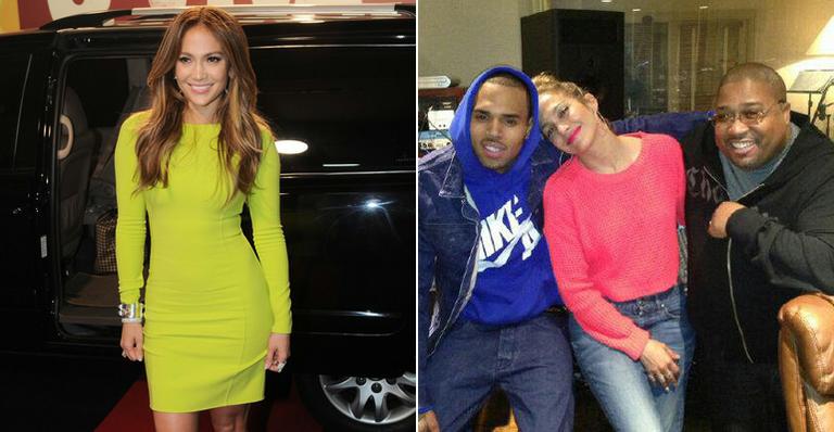 J.Lo divulga foto com Chris Brown em estúdio na Califórnia