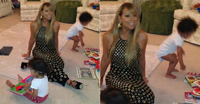 Mariah Carey tenta colocar os filhos para dormir, após dia de trabalho