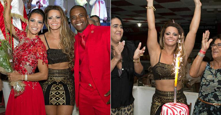 Viviane Araújo comemora aniversário na festa de 60 anos da Acadêmicos do Salgueiro
