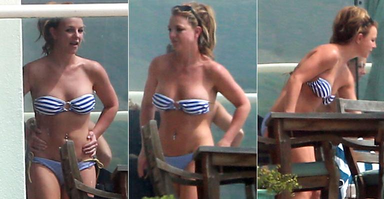 Britney Spears exibe boa forma durante banho de sol em Malibu