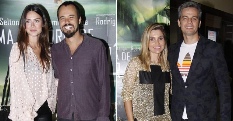 Casais famosos conferem pré-estreia em cinema no Rio