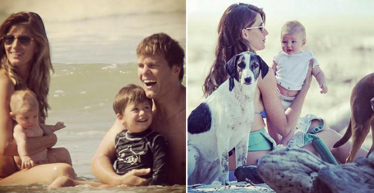 Gisele Bündchen curte férias na praia ao lado de Tom Brady e filhos