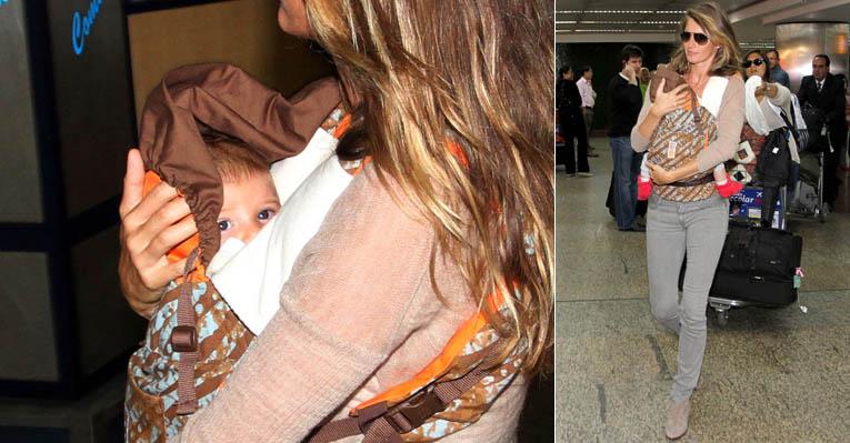 Gisele Bündchen e a pequena Vivian Lake visitam o Brasil