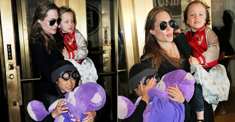 Angelina Jolie faz compras com filhos em NY