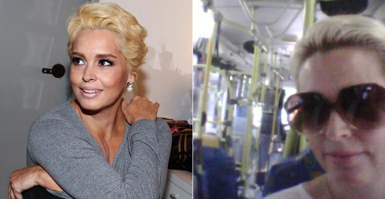 Suzy Rêgo vai ao trabalho de ônibus em SP