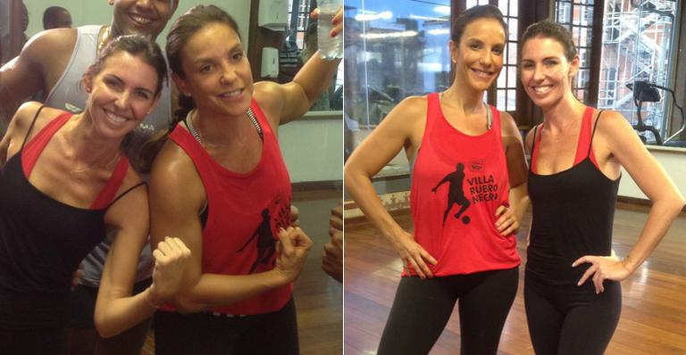 Ivete Sangalo e Glenda Kozlowski têm aula de Zumba em academia
