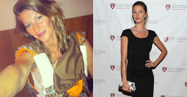 Gisele Bündchen publica foto com a filha escondida em bolsa canguru