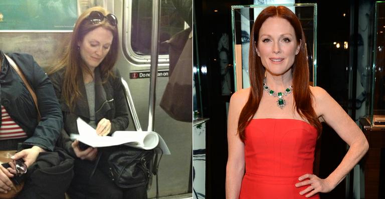Julianne Moore é clicada em transporte público de Nova York