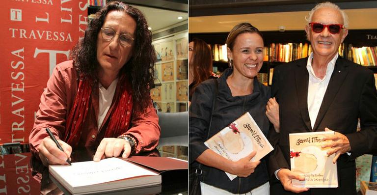 Ney Latorraca e Giulia Gam prestigiam lançamento de livro de Gerald Thomas