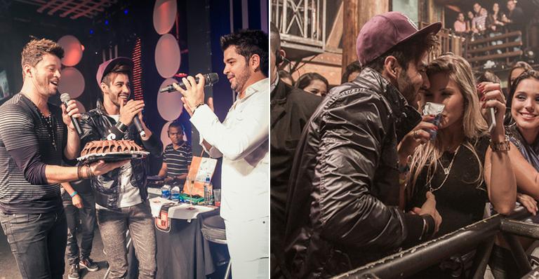 Gusttavo parabeniza amigo durante apresentação: “Vim comemorar com meu amigo”