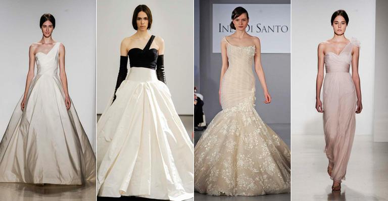Vestido de noiva de um ombro só alonga e afina silhueta; aprenda como usar