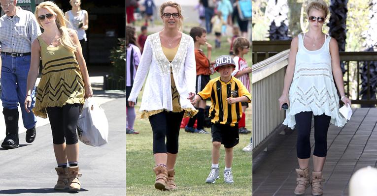 Britney Spears usa o mesmo look três vezes em menos de uma semana