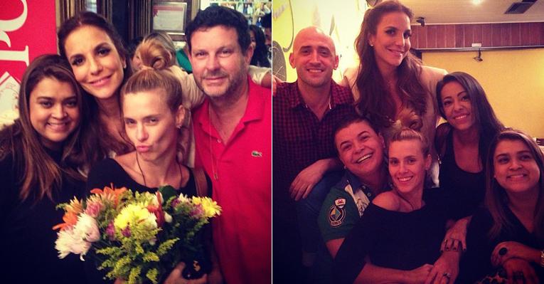 Ivete Sangalo, Carolina Dieckmann e Preta Gil reúnem amigos para jantar