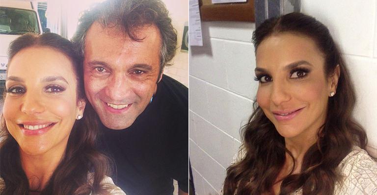 Ivete Sangalo tieta Domingos Montagner nos bastidores da Globo
