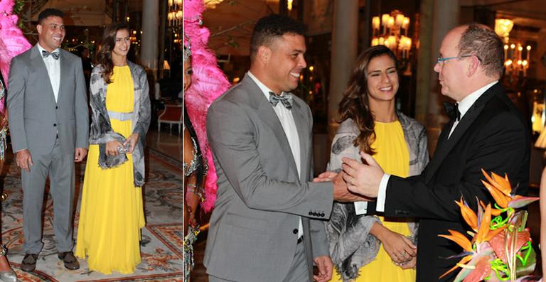 Ronaldo e Paula Morais participam de evento ao lado do Príncipe de Mônaco
