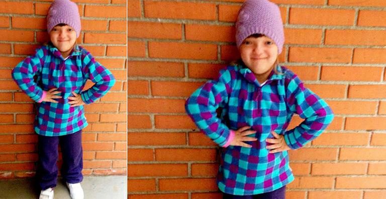 Estilosa, Rafaella Justus vai toda agasalhada à escola
