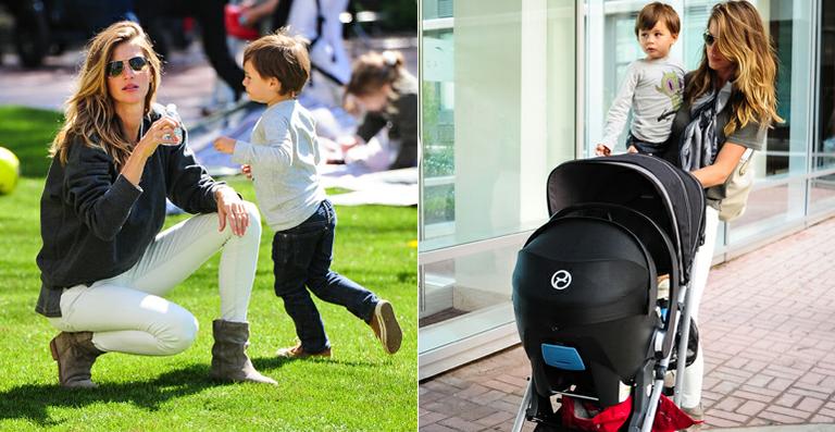 Gisele Bündchen brinca com os filhos em parque de Nova York