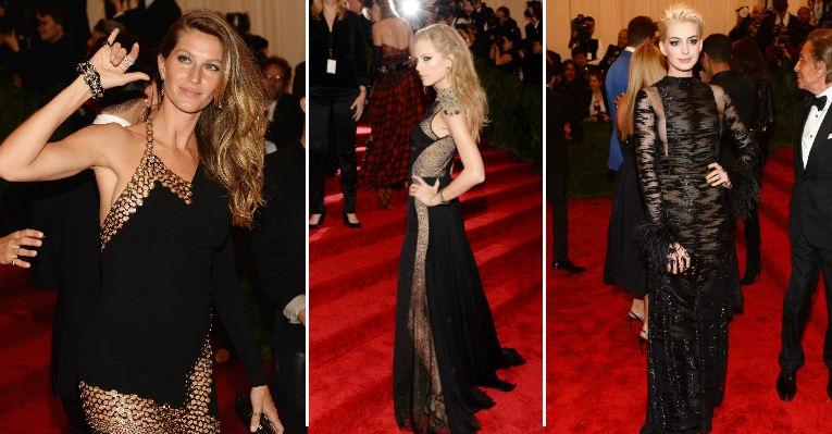 Celebridades brilham usando vestidos pretos no tapete vermelho do baile do Met
