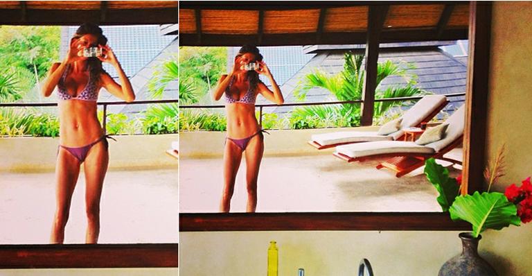 Cinco meses após dar à luz, Gisele Bündchen exibe boa forma de biquíni