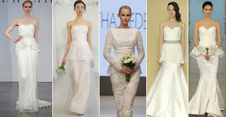 Vestido de noiva peplum: o charme da “sainha” na cintura