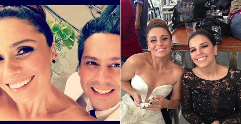 Elenco grava as cenas do casamento de Helô e Stênio no final de ‘Salve Jorge’
