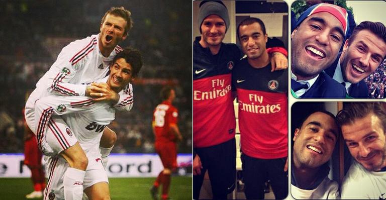 Alexandre Pato e Lucas Moura homenageiam o mais novo aposentado, David Beckham