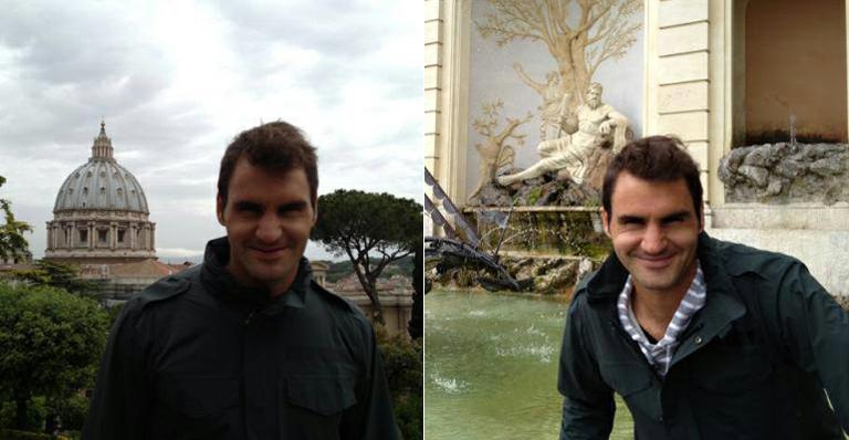 Roger Federer faz turismo por Roma, na Itália