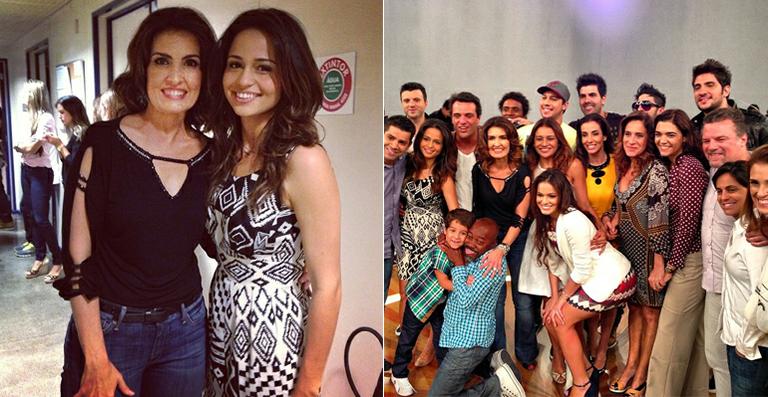 Fátima Bernardes tieta o elenco de ‘Salve Jorge’ em gravação do seu programa