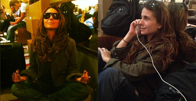 Giovanna Antonelli ‘medita’ em aeroporto