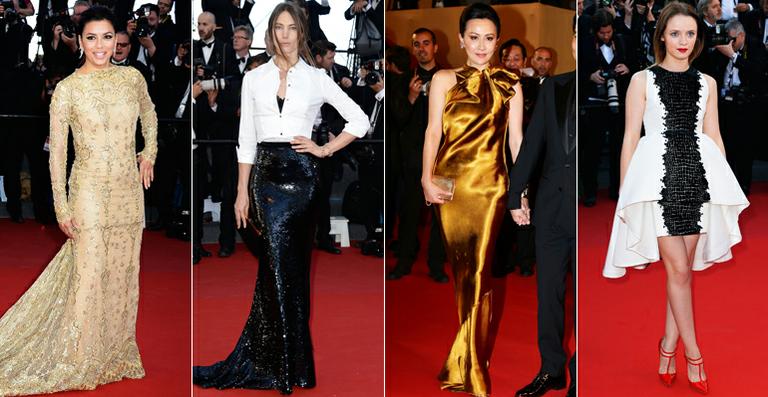 Dourados e o clássico preto e branco dominam o tapete vermelho de Cannes