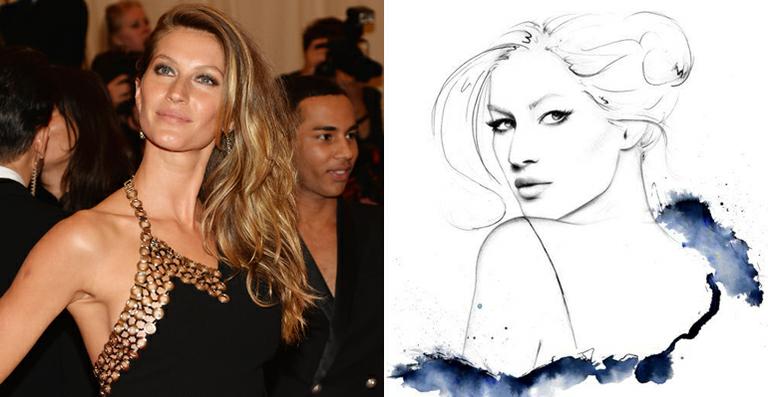 Gisele Bündchen mostra desenho que ganhou de fã