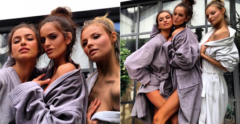 Izabel Goulart, Irina Shayk e Magdalena  Frackowiak nos bastidores de ensaio sensual