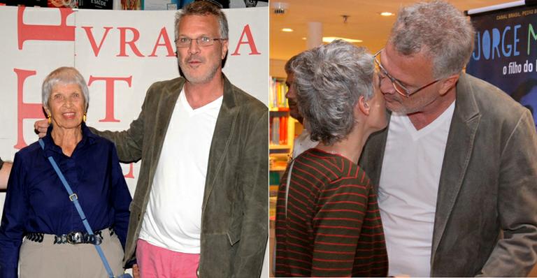 Pedro Bial leva a mãe e a namorada a lançamento