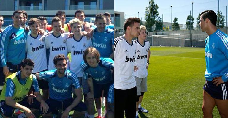 Cantores do One Direction visitam treino do Real Madrid e conhecem Cristiano Ronaldo