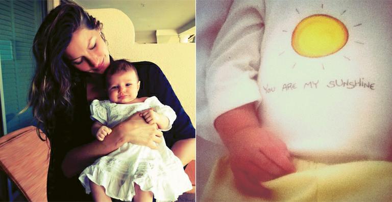 Gisele Bündchen mostra roupinha da filha, Vivian Lake