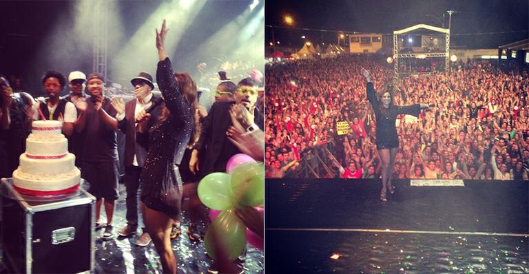 Ivete Sangalo ganha bolo de aniversário em show