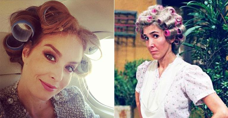 Dona Florinda? Angélica publica foto com bobes nos cabelos