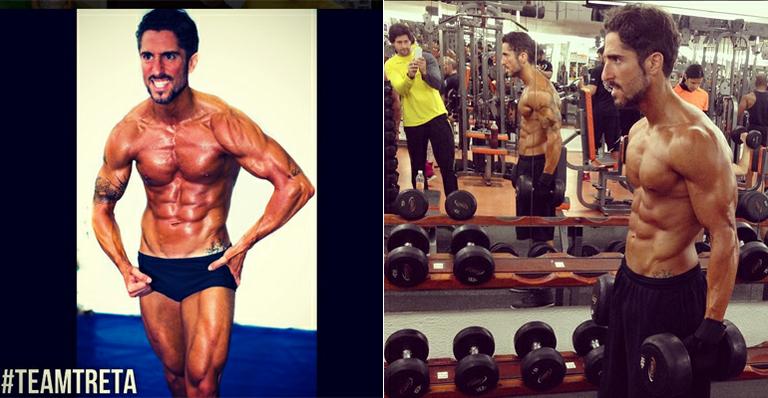 Marcos Mion exibe corpo musculoso na academia