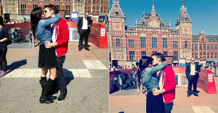 Fiuk e Sophia Abrahão trocam beijo em ponto turístico da Holanda